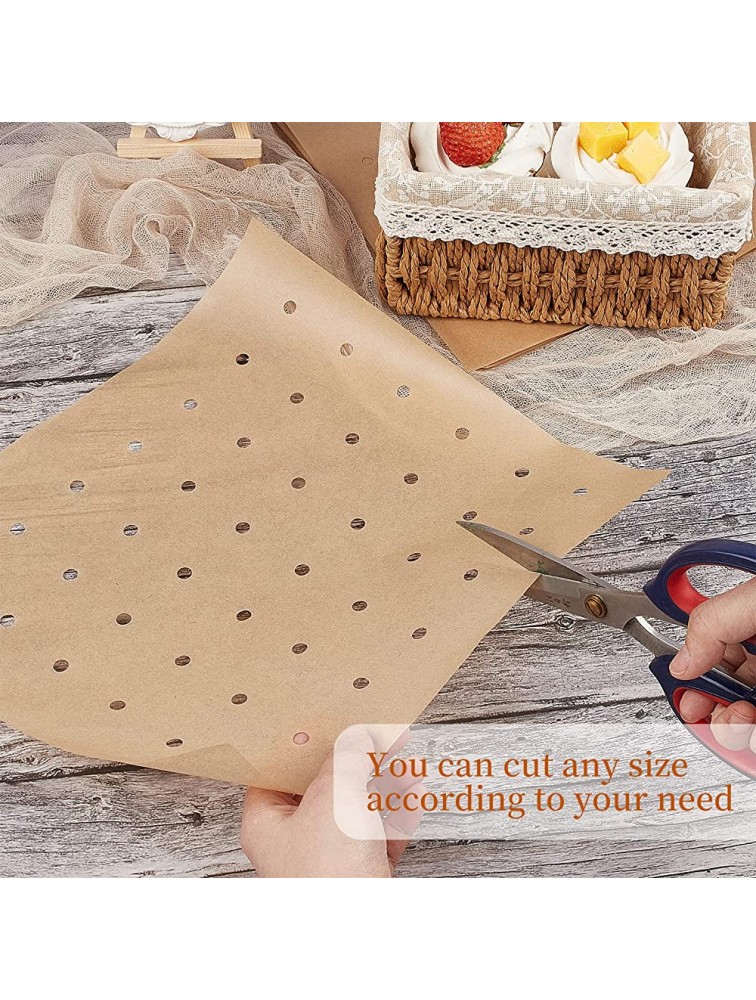 Air Fryer Parchment Liners 100pcs Unbleached Perforated Parchment Paper Nonstick Paper Liners for Air Fryer Toaster Oven Steaming Basket 11x12 Inches,Brown - BM720KON9
