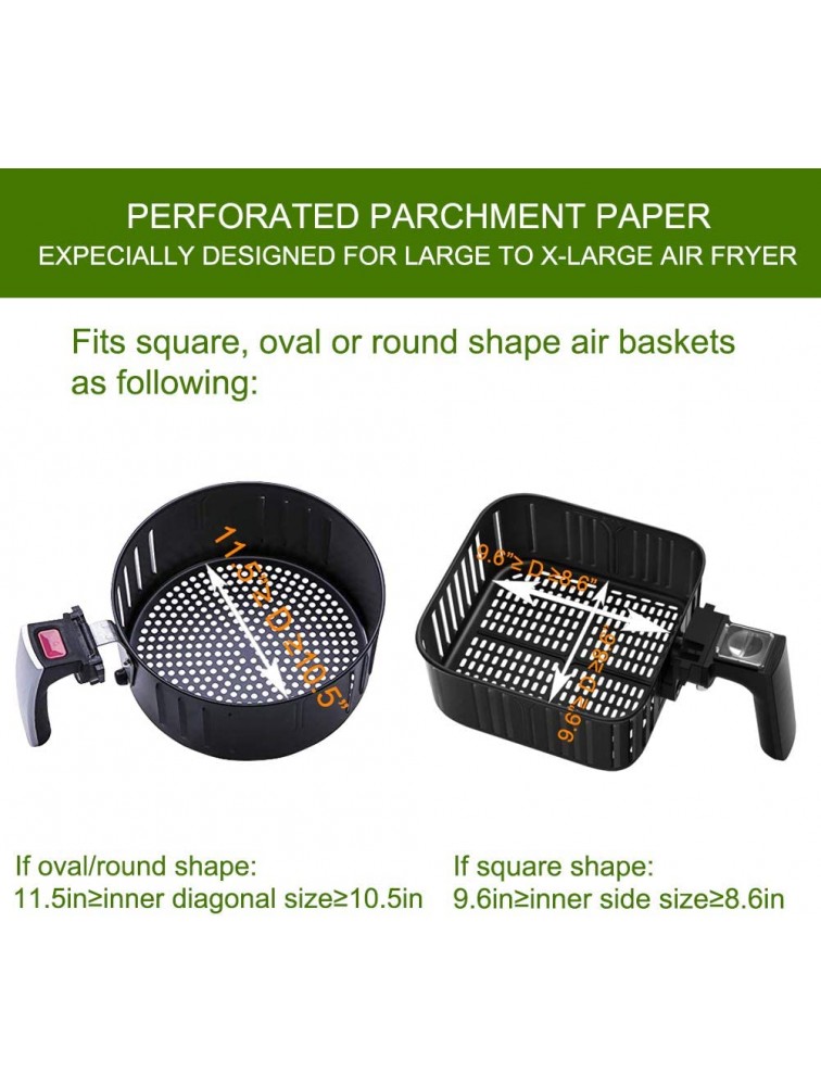 Air Fryer Parchment Paper Set of 200 8.5 inch Unbleached Square Air Fryer Liners Perforated Parchment for COSORI Chefman Philips Air Fryer Steaming Basket and More6.5 7.5 8.5 9.5in Available - BGL71VRIH