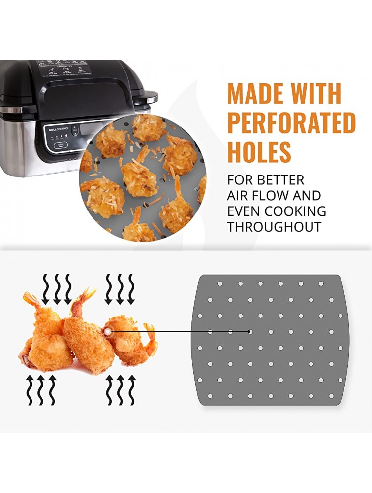 Air Fryer Reusable Liner Accessories for Ninja Foodi Grill AG301 5-in-1 4qt Ninja Air Fryer Accessories with Air Fryer Recipes Easy to Clean Food Safe Replacement for Parchment Paper by INFRAOVENS - BH10RAKKN