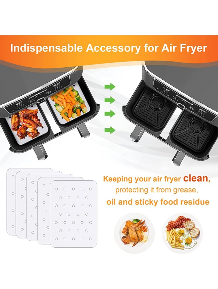 BABORUI 130Pcs Air Fryer Parchment Paper Disposable Air Fryer Liners Compatible with Ninja Foodi Dual Air Fryer DZ201 Non-Stick Parchment Paper Air Fryer Accessories with Holes - B3P79NAOA