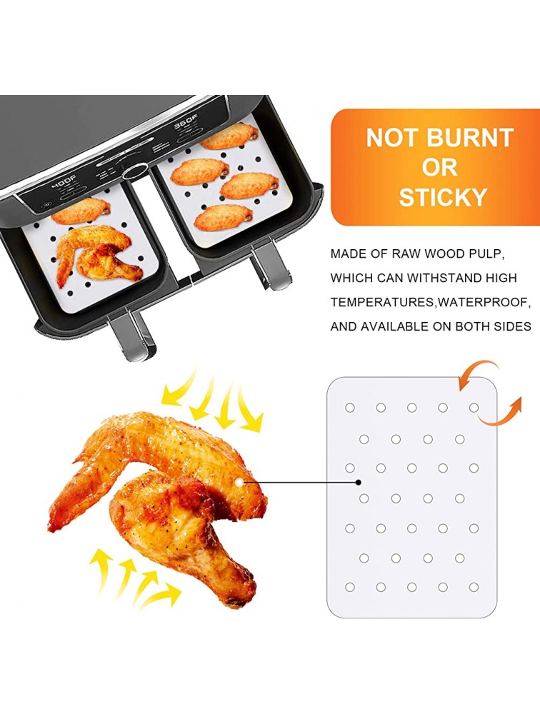 BABORUI 130Pcs Air Fryer Parchment Paper Disposable Air Fryer Liners Compatible with Ninja Foodi Dual Air Fryer DZ201 Non-Stick Parchment Paper Air Fryer Accessories with Holes - B3P79NAOA