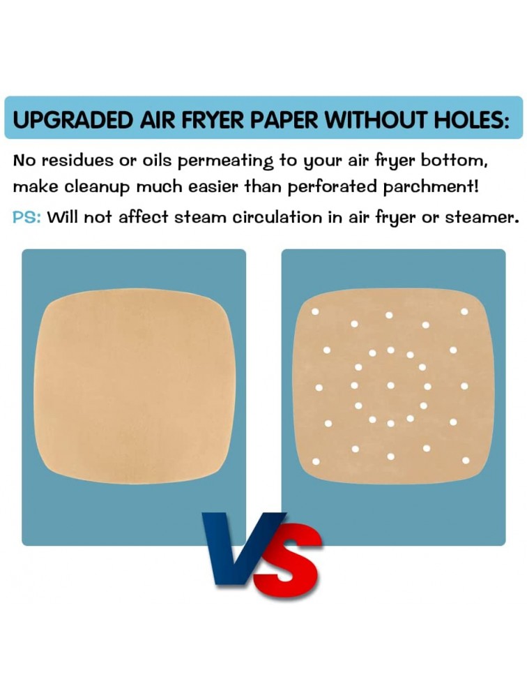BYKITCHEN Air Fryer Parchment Paper 8.7x8.7 Inches Set of 200 Nonstick Unbleached Square Parchment Paper for Air Fryer Compatible with Philips Ninja Foodi GoWISE USA Cosori Air Fryers and More - BGX6I2V27