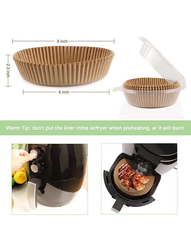 Hureny Air Fryer Disposable Paper Liner 100pcs Non-stick Air Fryer Paper Pads 6.3 Food Grade Parchment Paper Oil Resistant for Baking Frying Grilling Cooking Oven Microwave - BLNQTXFBH