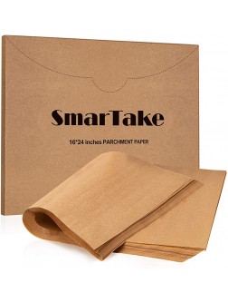 SMARTAKE 16x24 Inches Parchment Paper Baking Sheets 100 Pcs Non-Stick Precut Baking Parchment Suitable for Baking Grilling Air Fryer Steaming Bread Cup Cake Cookie and More Unbleached - BYBNJOBUU