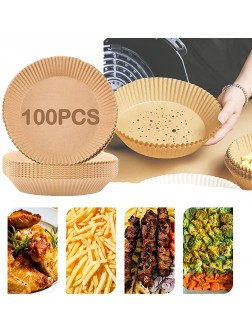 Unbleached Air Fryer Disposable Paper Liner 100pcs Food Grade Air Fryer Parchment Paper Disposable Non-stick Air Fryer Liners Round Leak-Proof and Easy to Clean No More Grease in the Air Fryer - BYCII7GC5