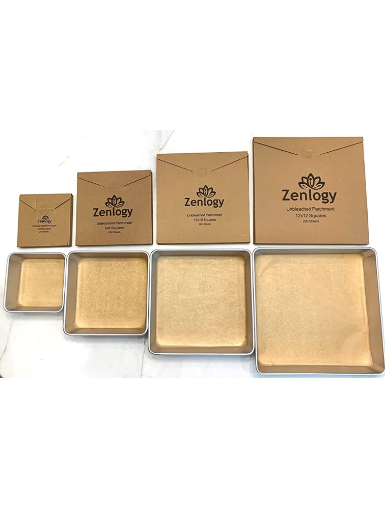 Zenlogy Parchment Paper for Square Pans Unbleached Perfect for Storing Freezing Separating Baking Diamond Painting Comes in Easy Pull Out Storage Box 8x8 pans 200 sheets - BA8JY24ZG