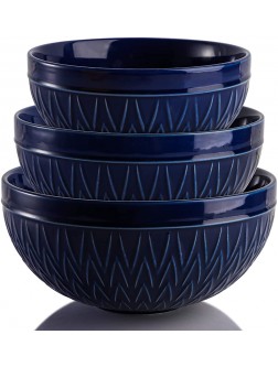 AVLA Porcelain Mixing Bowls Set 3 1.8 1.2 Qt Ceramic Large Serving Bowl Salad Soup Bowl Deep Nesting Bowl for Space Saving Sturdy and No Scratch Set of 3 Royal Blue - B7AMYV8GA