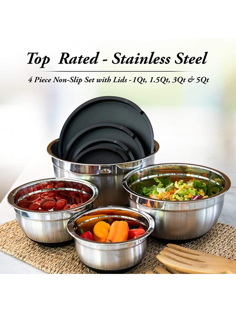 Bellemain Stainless Steel Non-Slip Mixing Bowls with Lids 4-Piece Set - B2Z63PXIQ