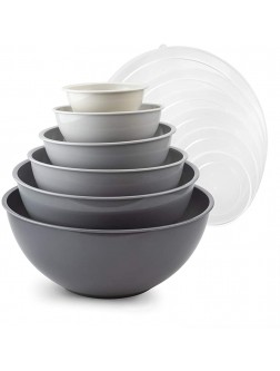 COOK WITH COLOR Plastic Mixing Bowls with Lids 12 Piece Nesting Bowls Set includes 6 Prep Bowls and 6 Lids Microwave Safe Mixing Bowl Set Gray Ombre - B4I5852GN