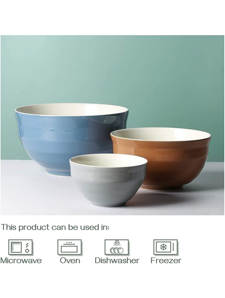 DOWAN Mixing Bowls Set of 3 4.25 2 0.5 Qt Ceramic Mixing Bowls Easy-Grip & Stability Design Mixing Bowls for Kitchen Nesting Bowls for Space Saving Storage Versatile for Cooking Baking Prepping - BRBDJMEI0