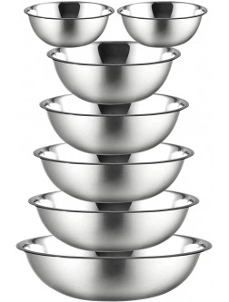 Mixing Bowls Metal Stainless Steel Set 7 Pack Kitchen Nesting Bowls for Space Saving Storage Gadgets Baking Cooking Breader Bowl Polished Mirror - B3CMVHVU8
