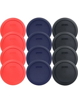 Pyrex 7201-PC 6" 4 Cup Lids for Glass Bowl 4-Black 4-Blue and 4-Red - B1TA5TQQF