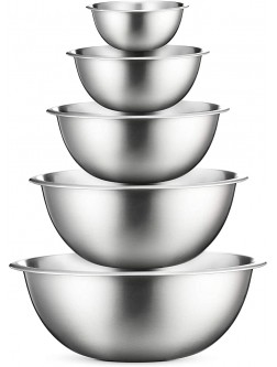 Stainless Steel Mixing Bowls Set of 5 Stainless Steel Mixing Bowl Set Easy To Clean Nesting Bowls for Space Saving Storage Great for Cooking Baking Prepping - B34CNO526