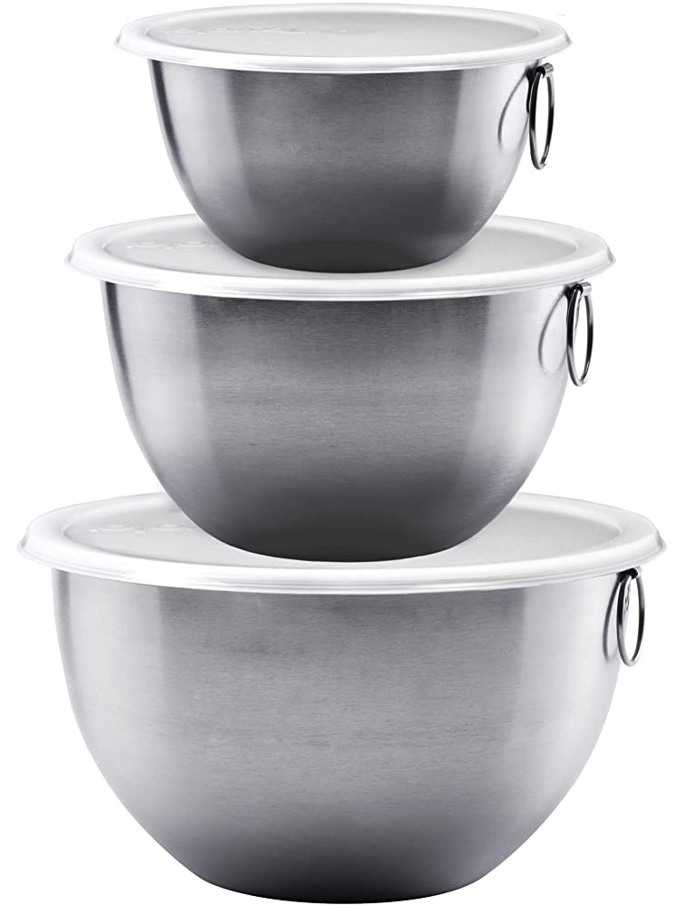 Tovolo Tight Seal Stainless Steel Mixing Bowls with Lids Set of 3 - BHPHFL05F