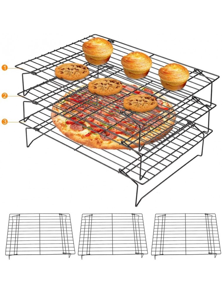 3-Tier Non-Stick Cooling Rack Stainless steel Stackable Cooling Rack Set Stackable Non-Stick Grid Cookie Cooling Rack Baking Healthy and Non Toxic - BQK897T37