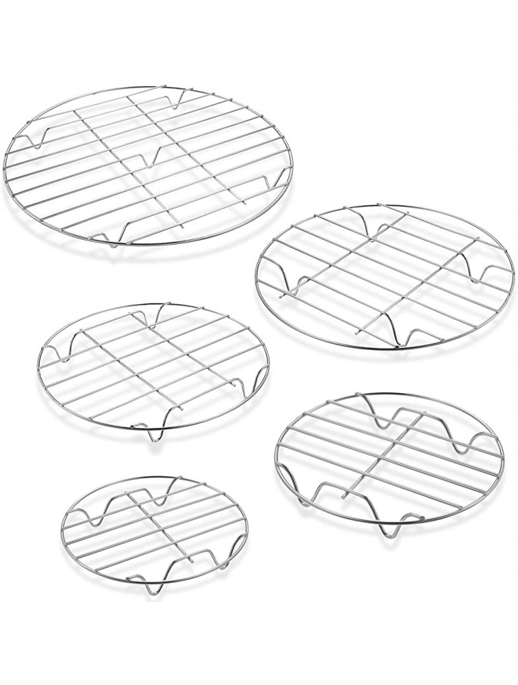5 Pieces Round Cooling Rack Circular Wire Rack 12 10 9 7 6 Stainless Steel Round Baking and Cooling Steaming Cake Rack - BZKQMPKB2