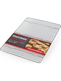 AbsoluteBake Cooling Rack Stainless Steel – 12 x 17” – Fits in Half Sheet Cookie Pan Baking Tray Oven and Dishwasher Safe – Tight Grid Design Faster Cooling - BZILDQ4T0