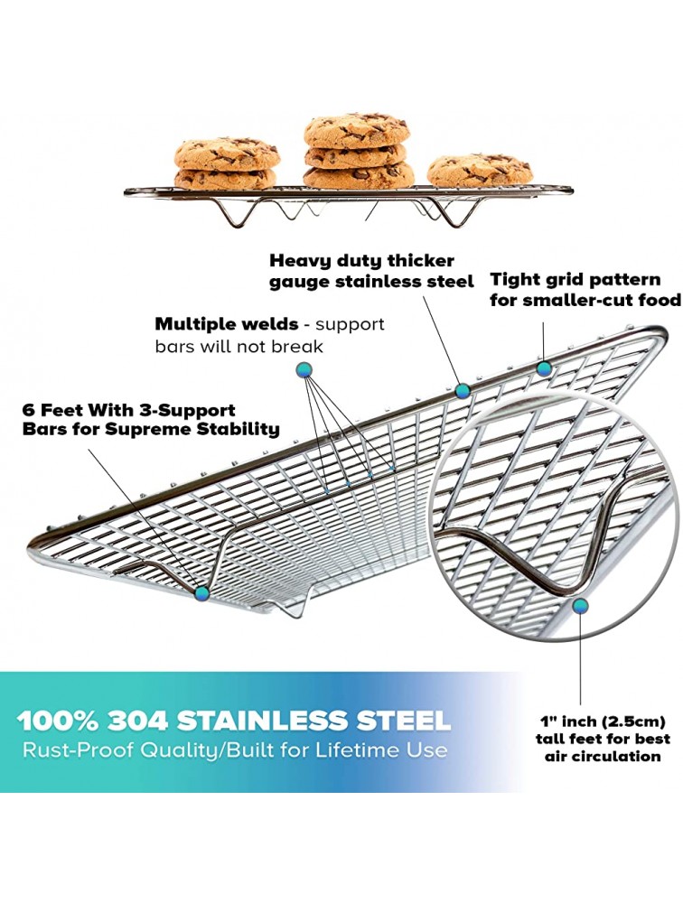KITCHENATICS 100% Stainless Steel Roasting & Cooling Rack Small Baking Rack for Quarter Sheet Pan Oven Rack for Cooking w Thick Wire Grid Oven Grill & Dishwasher Safe Patented 8.5 x 12 - B07BWXDYM