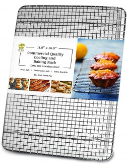 Wire Rack for Baking Sheet Oven Safe Stainless Steel Baking Rack for Cookies Flexible Cooking Rack 11.5 x 16.5-inch Half Sheet Pan Size Easily Fit Large Cooling Rack for Cooking and Baking - BYP9DGXGJ