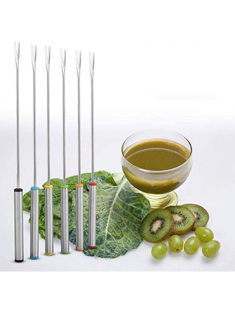 6 Pack Color Coding Cheese Fondue Forks Stainless Steel Fruit Fondue Forks 9.5 Inch - BFPM46ZVO
