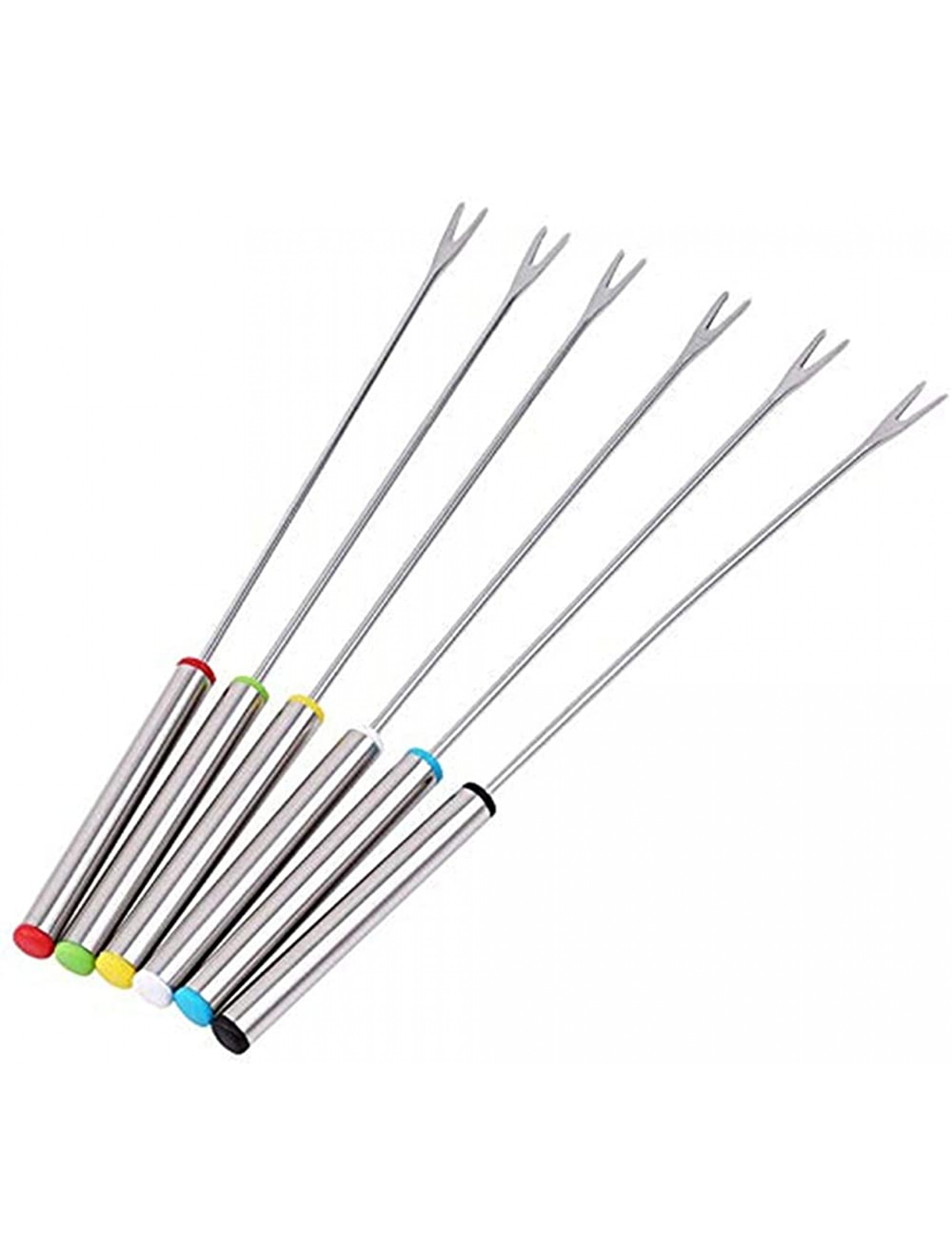 6 Pack Color Coding Cheese Fondue Forks Stainless Steel Fruit Fondue Forks 9.5 Inch - BFPM46ZVO