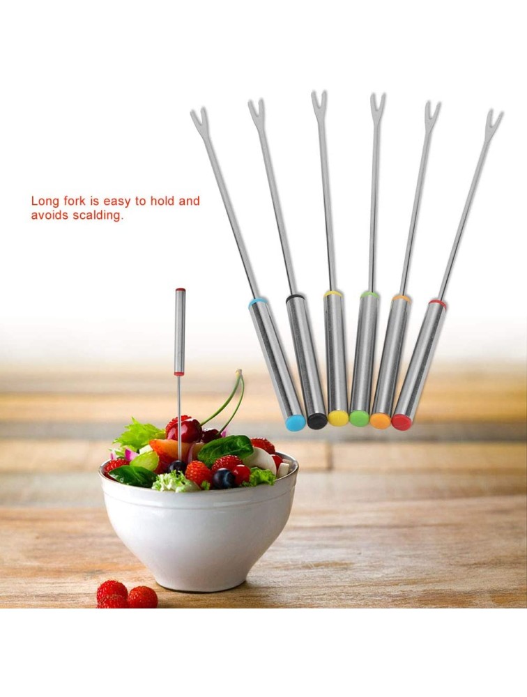 6Pcs Stainless Steel Forks Dessert Server Skewer Fondue Pot Forks Kitchen Tool Tableware Perfect for Cheese Meat Chocolate Dessert - B3D8UCFBU