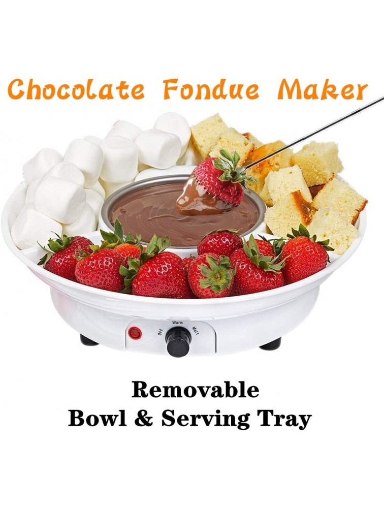Chocolate Fondue Maker 110V Electric Chocolate Melting Fondue Pot Set with 4 Steel Forks Stainless Steel Bowl Serving Tray Upgraded Heating Material for Melting - B0C5USIB5