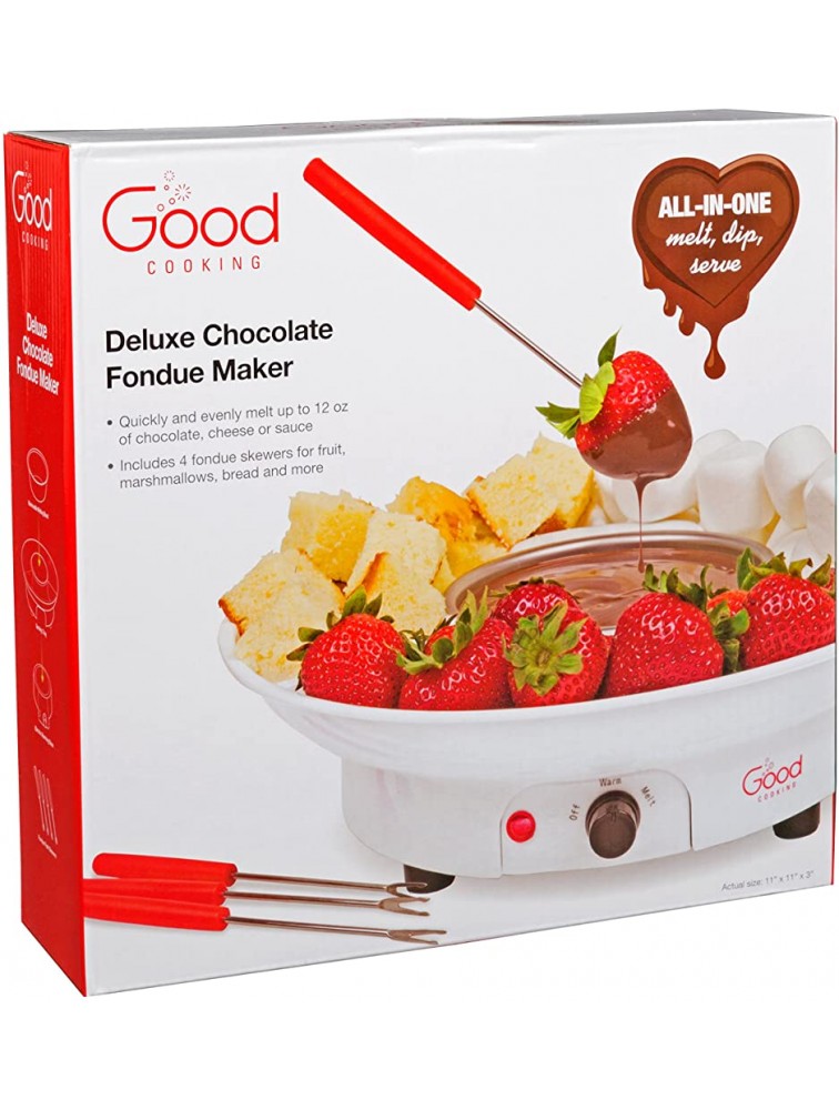 Chocolate Fondue Maker- Deluxe Electric Dessert Melting Fountain Fondue Pot Set with 4 Forks and Party Serving Tray Great for Parties - BDD4YMM55