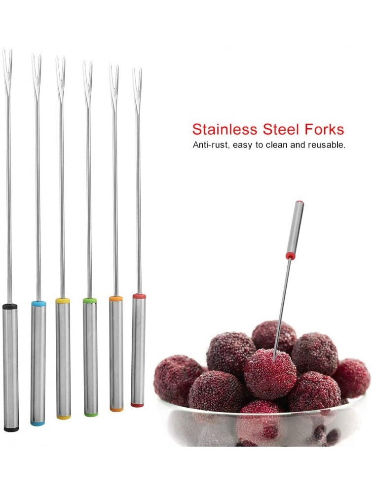 Fondue Forks 6pcs Set Color-Coded Stainless Steel Chocolate Cheese Dessert Fondue Pot Forks Kitchen Tool Tableware - BE7LSJAIA
