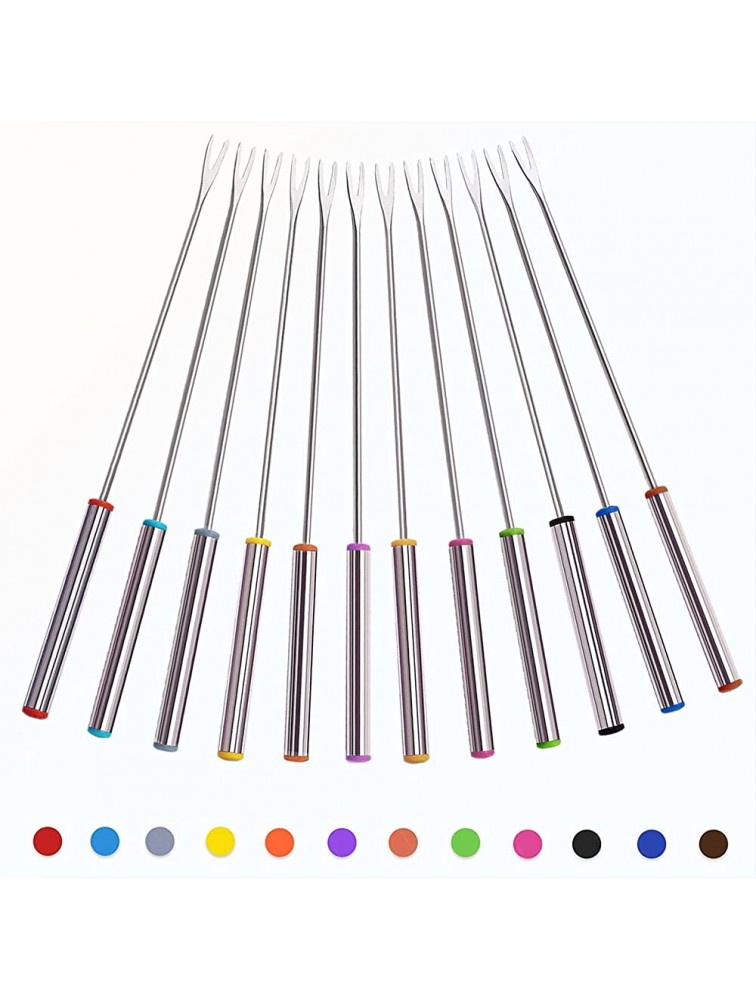 Fondue Forks Set 12 Color Coding Stainless Steel Meat Forks with Heat Resistant Handle Length 9.5 inch - BUYMYCGMR