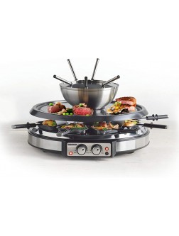 GIVENEU Electric Fondue Pot Sets with BBQ Grill 1500W Fondue Pots with 8 Forks and Electric Raclette BBQ Grill Dual Adjustable Thermostats Perfect Fondue Grill Combo for 8 People Serve - BAAWZBZ23