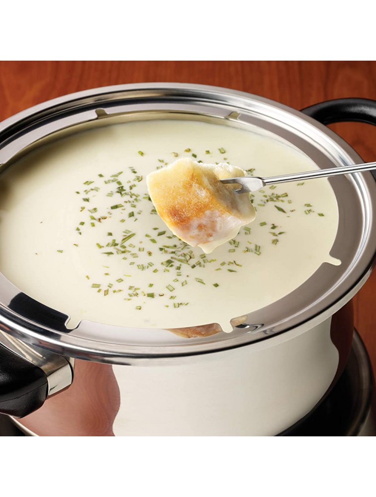 Nostalgia FPS200 6-Cup Stainless Steel Electric Fondue Pot with Temperature Control 6 Color-Coded Forks and Removable Pot Perfect for Chocolate Caramel Cheese Sauces and More - B8I2I89ZU