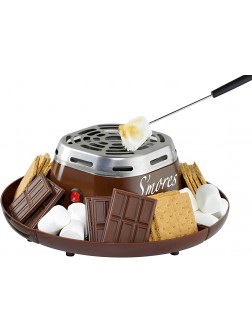 Nostalgia Indoor Electric Stainless Steel S'mores Maker with 4 Compartment Trays for Graham Crackers Chocolate Marshmallows and 2 Roasting Forks Brown - BV5N3ZBHE