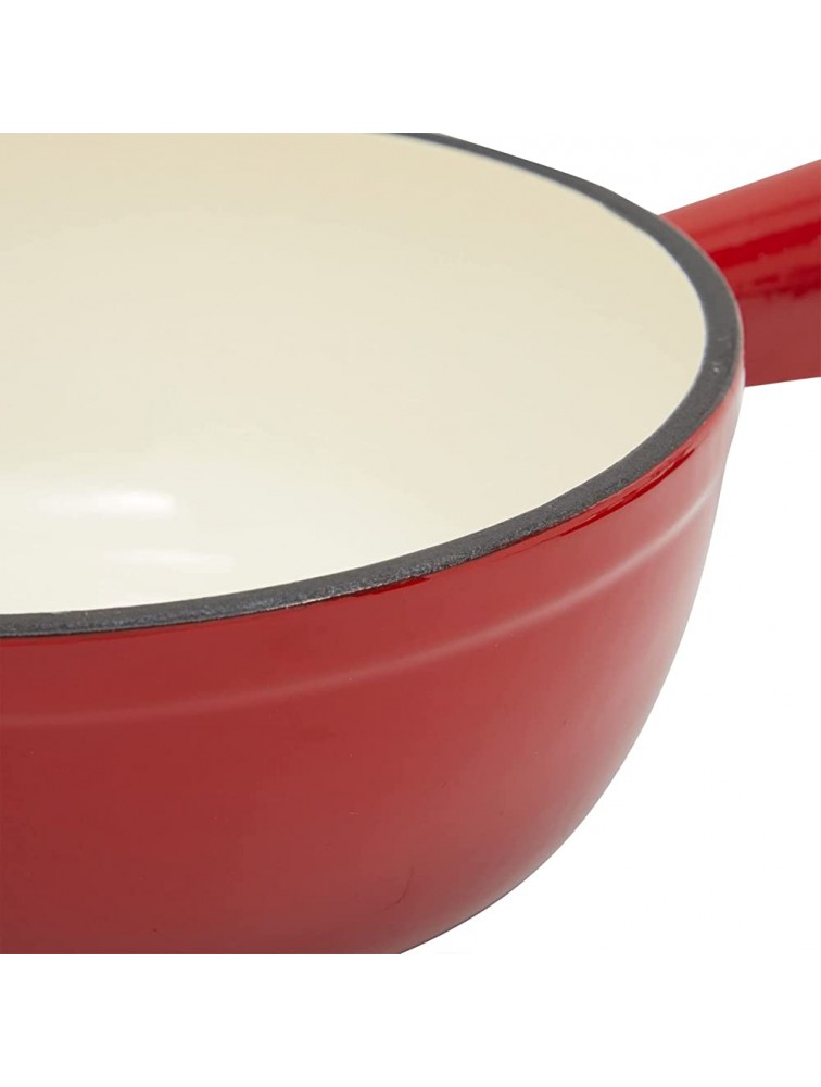 Red Fondue Pot Set with 6 Long Forks and Burner for Cheese and Chocolate 10 Piece Set - BK4LWU98S