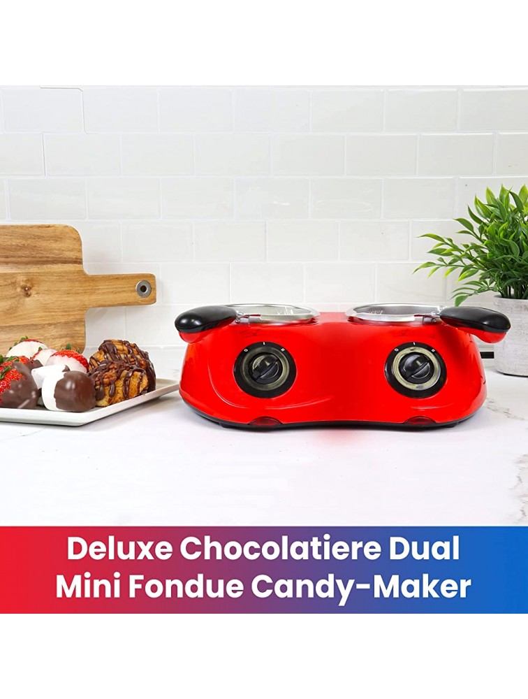 Total Chef Deluxe Chocolatiere Dual Mini Fondue Candy Maker Chocolate Melter 17.6 oz 500 g Capacity with 100+ Piece Accessory Kit for Dessert Special Occasion Family Meal Romantic Dinner - BEJQV54KX