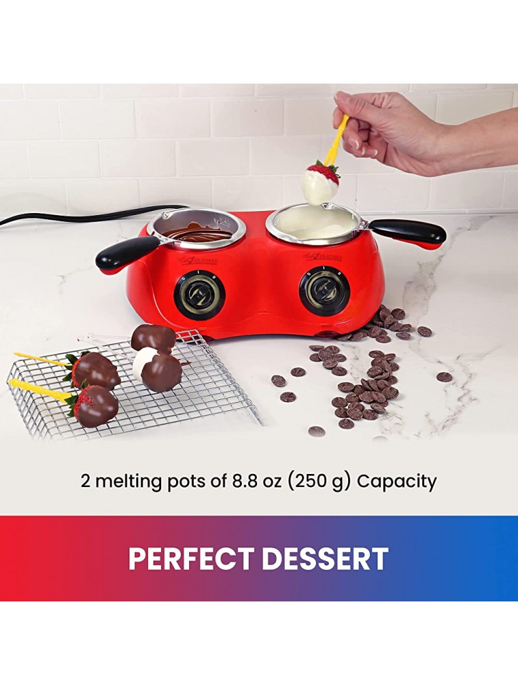 Total Chef Deluxe Chocolatiere Dual Mini Fondue Candy Maker Chocolate Melter 17.6 oz 500 g Capacity with 100+ Piece Accessory Kit for Dessert Special Occasion Family Meal Romantic Dinner - BEJQV54KX