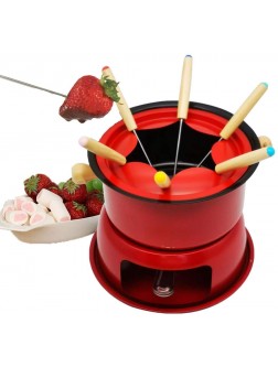 YQWY Cast Iron Foundue Set Multifunctional Steel Ice Cream Chocolate Cheese Hot Pot Melting Pot Fondue Set Kitchen Accessories for Cheese Meat Chocolate Broth-Red - BBBCE67KZ