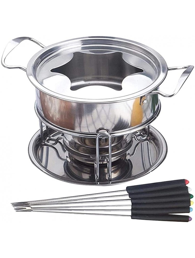 YUNSHAO Fondue Set with Furnace Frame Stainless Steel Includes 6 Forks – Ideal Well-Suited for Cheese Chocolate Meat Fondue 18 x 24.5cm - BE3S37872