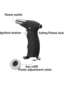 Blow Torch Professional Kitchen Cooking Torch with Safety Lock Adjustable Flame Refillable Blow Triple Torch Lighter for BBQ Baking Crafts and SolderingGas Not Included Triple flame Black - BJ0OYONJR