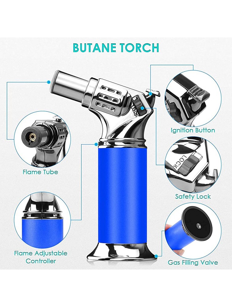 ibforcty Refillable Torch Lighter Adjustable Flame Windproof Butane Lighter with Continuous Flame for Grill BBQ Camping Butane Gas Not Included - BJNGYXPEN