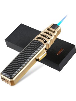OUNLEN Turbine Torcher Jet Torch Butane Lighter with Gift Box Windproof Adjustable Jet Flame Lighters Refillable Solar Beam Torch Lighter for Hiking Travel BBQ Camping Butane Not Included Black - BUDJEEQCQ