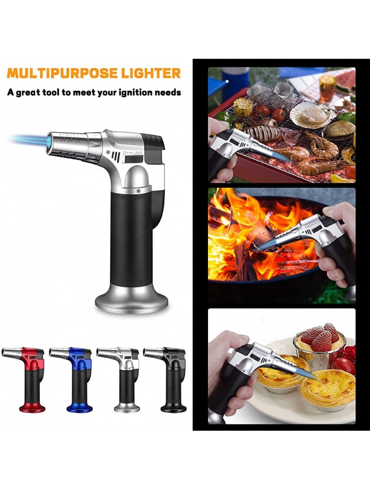 Solar Torch Butane Lighter,Professional Culinary Torch Lighters Blow Torch Refillable ,Kitchen Torch with Safety Lock and Adjustable Flame,Ultra Powerful Blue Flame Torcher for Kitchen - BJGHLWUQC