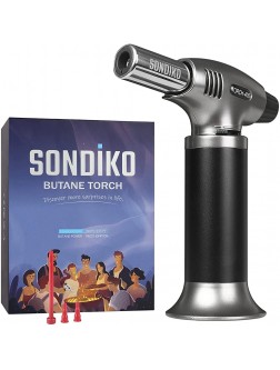 Sondiko Culinary Butane Torch with Gift Box Packaging Refillable Blow Torch Lighter Fit All Butane Tanks with Safety Lock and Adjustable Flame for Desserts Creme BruleeButane Gas Not Included - BIMV4QPCU