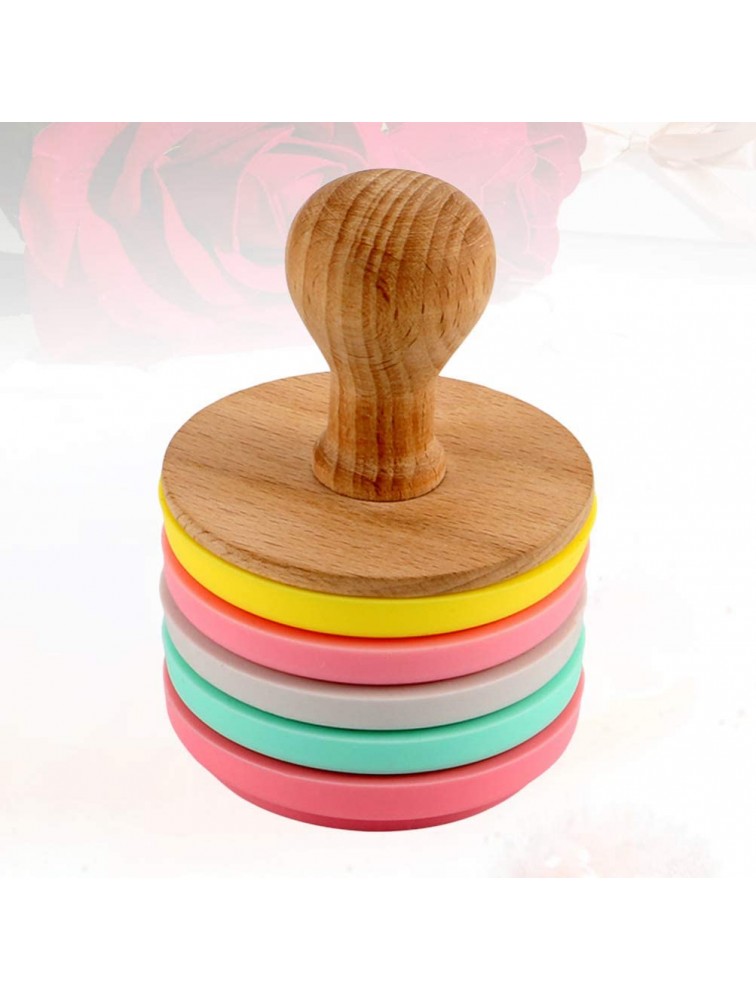 BESTONZON 5pcs Wooden Handles and 5pcs Cookie Stamps Silicone Hand Press DIY Biscuit Stamps Cookie Cake MoldsRandom Style - B4EIZOYRK