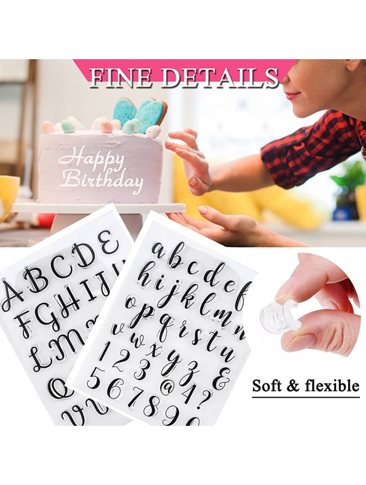 Cake Letter Stamps Alphabet Letter Fondant Stamps for Cookie Biscuit Cake Decorating Cookie Stamps Alphabet Cake Stamp Tool include Uppercase Lowercase Number Fondant Embosser and Painting Brush - B2J1HWVED