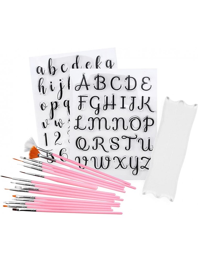 Cake Letter Stamps Alphabet Letter Fondant Stamps for Cookie Biscuit Cake Decorating Cookie Stamps Alphabet Cake Stamp Tool include Uppercase Lowercase Number Fondant Embosser and Painting Brush - B2J1HWVED