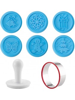 Cute Silicone Christmas Cookie Stamps Set,Premium Cookies Embossing Mold ,6 Stamps of Set Ice Blue - BONU6WFWV