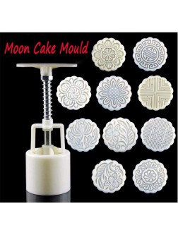 Dyna-Living Moon Cake Mould 10pcs 100g Moon Cake Mooncake Mold Set Hand Press DIY Moon Cake Maker Cookie Stamps Pastry Tool - BDSVQZKVZ