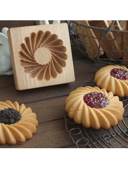 Wooden Cookie Biscuit Mold Carved Cookie Press Stamp Embossing Craft Decorating Baking Tool Suitable for Kitchen DIY A - BQP7DRYMV