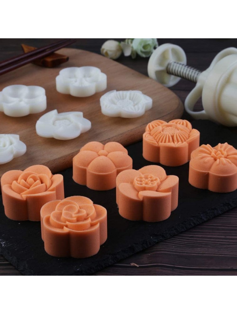 Ylskmu Cookie Stamp 6pcs 50g Moon Cake Mold Set Thickness Adjustable Mid Autumn Festival DIY Hand Press Cookie Cutter Dessert Pastry Decoration Tool Moon cake Maker - BJJ43KAFY